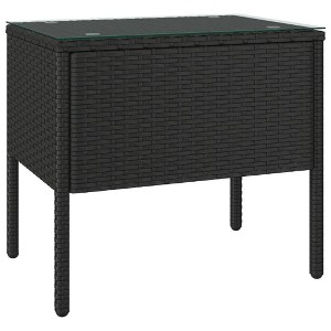 vidaXL Side Table Storage Coffee Console Table Poly Rattan and Tempered Glass - 1 of 4