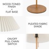 Globe Electric 60" Wood Toned Finish Floor Lamp with Pleated Fabric Shade - 2 of 4