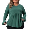 Women's Plus Size Pleat Peplum Curved Hem V Neck Ruffle Sleeve Casual Tunic Blouses - Agnes Orinda - 2 of 4