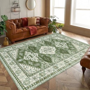coucheta Washable Area Rug with Non Slip Backing, Multi-size Vintage Foldable Low Pile Traditional Ultra-Thin Carpet, for Living Room, Bedroom - 1 of 4