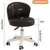 RISOKEYS PU Leather Small Scallop Desk Chair with Back,Cute Armless Rolling Vanity Chair,Height Adjustable for Bedroom Office - 3 of 4