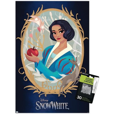 Trends International Disney Snow White: Live Action - Illustrated Snow White Unframed Wall Poster Print Clear Push Pins Bundle 14.725" x 22.375"