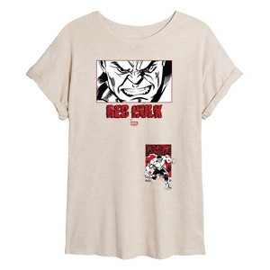 Women's - Marvel - Red Hulk Close Up Oversized Graphic T-Shirt - 1 of 4