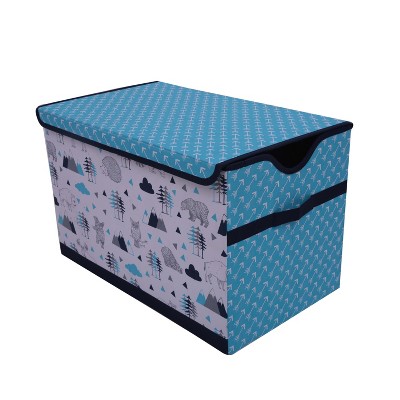 Bacati - Woodlands Aqua/Navy/Gray Boys Cotton Storage Toy Chest