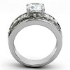 Slickblue Women's Silver CZ Engagement Style Ring – Round Center Stone, Wide Band, Stainless Steel, Sizes 5-11 - 3 of 4