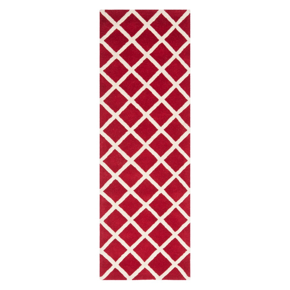  Geometric Tufted Runner Red/Ivory