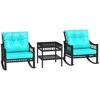 Resenkos 3-Piece Patio Bistro Set,PE Rattan, Rocking Chair with Tempered Glass Table Top, - 2 of 4