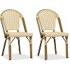 PURPLE LEAF Bistro Chair Set of 2 Hand-Woven Wicker Chairs for Outdoor Patio Porch Garden Indoor, Dining Chairs - 2 of 4