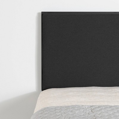 Gray and Black Queen Upholstered Metal Bed Frame with Slats