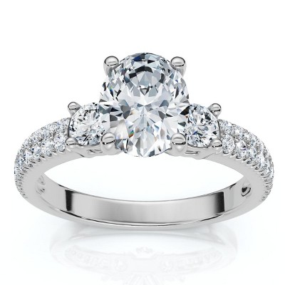 Pompeii3 1 1/3Ct Oval Diamond Engagement Ring 14k Gold or Platinum Lab Created EF/VS