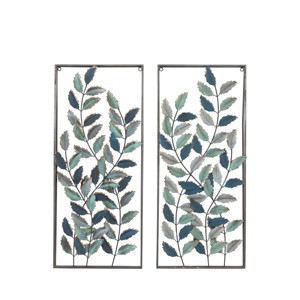 Set of 2 Metal Leaf Wall Decors Black - Olivia & May: Iron Fern Art, Indoor Vertical Nature Display - 1 of 4