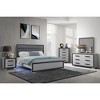 Vynxaria Modern 2-Drawer Nightstand - Sleek Silver Finish, Solid/Engineered Wood, Spacious Drawers, Sleek Black Drawer Pulls, Bedroom Furniture - 4 of 4