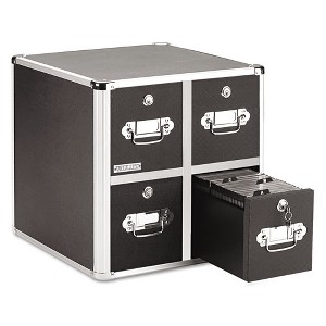Vaultz Four-Drawer CD File Cabinet, Holds 660 Folders or 240 Slim/120 Standard Cases, Black - 1 of 1