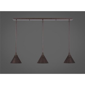 Toltec Lighting Any 3 - Light Chandelier in  Bronze with 7" Bronze Cone Metal Shade Shade - 1 of 1