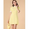 Allegra K Women's Summer Ruffle Neck Lace Panel Short Sleeve Check Gingham Dress - 2 of 4