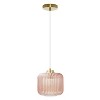 7.25" Nellie Retro Globe Shade Pendant Light Pink - River of Goods: Brushed Gold-Finish, Adjustable Height - 2 of 4