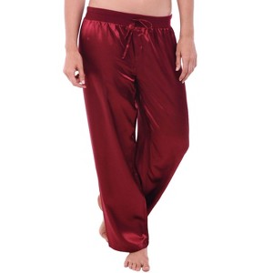 Women's Satin Solid and Printed Pajama Pants, Silky Pj Bottoms - 1 of 2