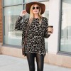 Amaryllis Women's Oversized Leopard Print Pullover Crew Neck Long Sleeve High-Low Hem Tunic Top - 3 of 4