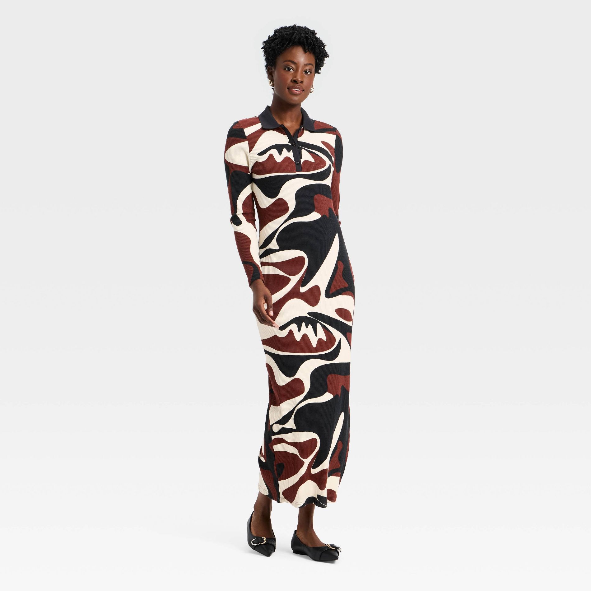 Black History Month Women's Long Sleeve Maxi Dress - Brown