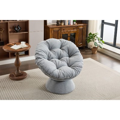 Vynxaria 37 Inch Rotating Accent Chairs, Dark Blue 360' Degree Swivel Barrel Chairs, Ideal for Bedroom and Living Room