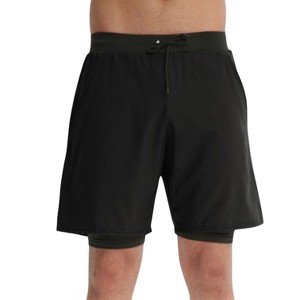 Anna-Kaci Active Men's 2-in-1 Performance Training Shorts with Inner Compression Liner and Adjustable Drawstring Waist - 1 of 4