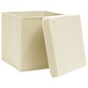 vidaXL Storage Boxes with Lid 4 pcs Cream 12.6"x12.6"x12.6" Fabric - 3 of 4
