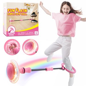 Joyfy Pink Ankle Skip Ball for Kids, Skip  Toy with Flashing Lights for Kids Indoor & Outdoor Play, Sports Toy, Birthday Gifts for Kids 3 4 5 + - 1 of 4