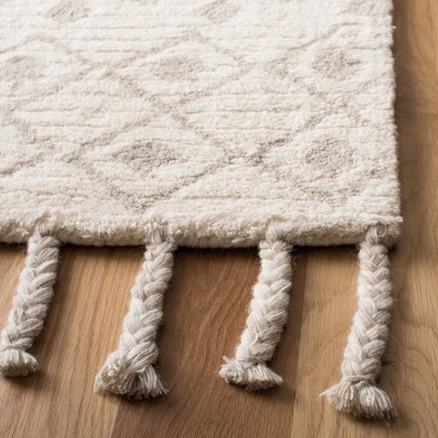 Ivory Beige Hand-Tufted Wool 4' x 6' Reversible Area Rug
