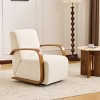 Mid Century Modern 360° Swivel Accent Chair, Upholstered Lounge Armchair with Wood Arms and Cushion for Living Room or Reading Nook-Koiai - 2 of 4