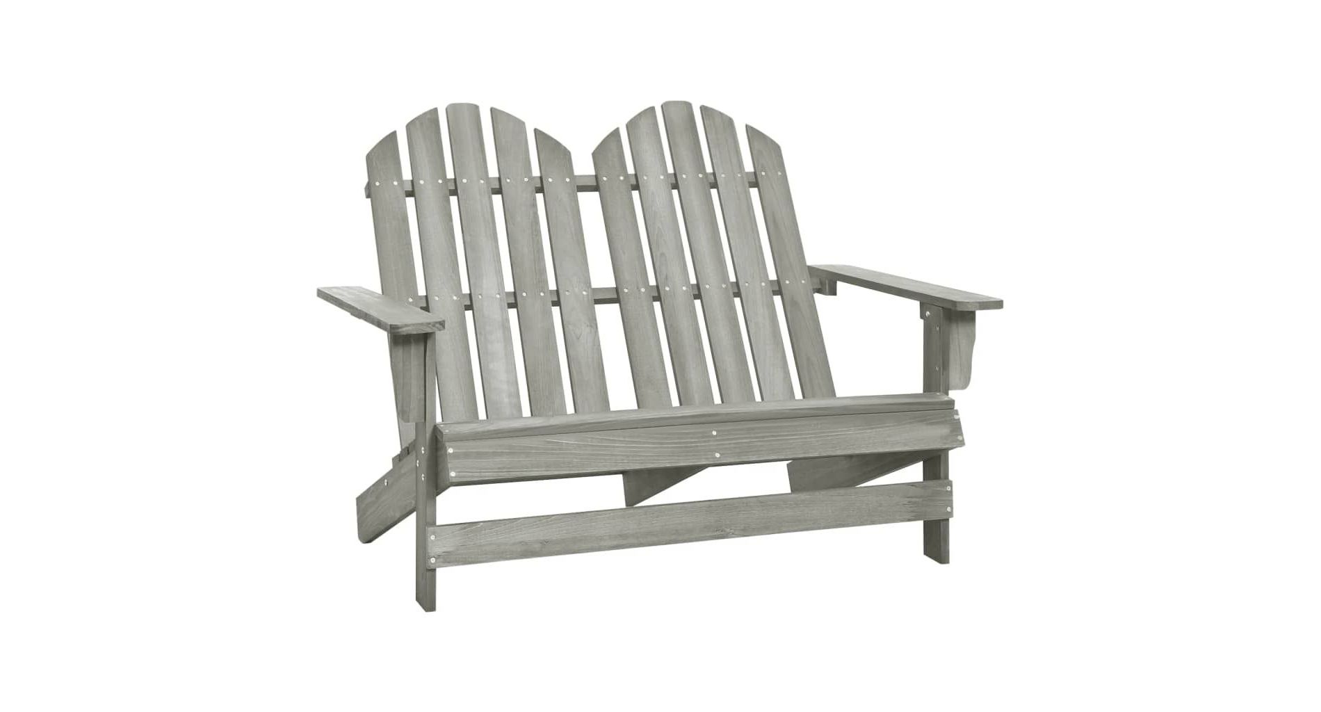 vidaXL 2-Seater Patio Adirondack Chair Outdoor Furniture Seat Solid Wood Fir - Gray