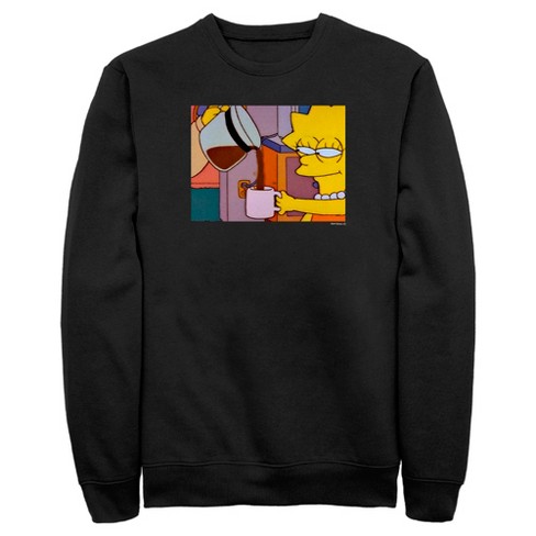 Men s The Simpsons Lisa Needs COFFEE Sleepy Eyes Wake Up Sweatshirt Black 2X Large