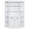 White 83.4" Bookcase Set with LED Light and Drawer, Tall Solid Wood Bookshelves with Corner Shelves for Living Room-3irtyhousy - 3 of 4