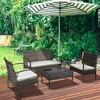 Outsunny Patio Porch Furniture Sets 4-PCS Rattan Wicker Chair w/ Table Conversation Set for Yard,Pool or Backyard Indoor/Outdoor Use - 3 of 4