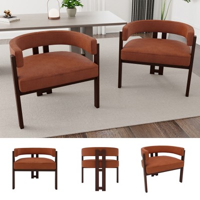 MOONMISS Modern Accent Chair Chenille Upholstered Armchair with Open Back,2PCS