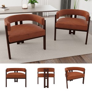 MOONMISS Modern Accent Chair Chenille Upholstered Armchair with Open Back,2PCS - 1 of 4