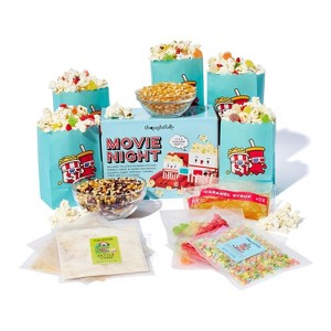Thoughtfully, Family Movie Night Supplies Kit, Includes Popcorn Bags, Gourmet Popcorn Kernels, Seasonings and Candy Toppings, Gift Basket Idea - 1 of 4