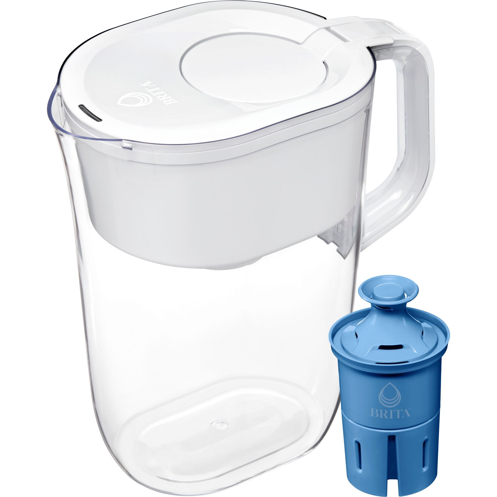 Brita Water Filter 10-Cup Tahoe Water Pitcher Dispenser with Elite Water Filter - White: Easy-Fill Lid, Electronic Indicator