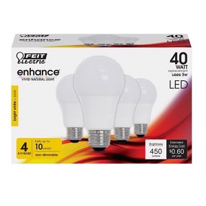 Feit Electric Enhance A19 E26 (Medium) LED Bulb Bright White 40 Watt Equivalence 4 pk - 1 of 1