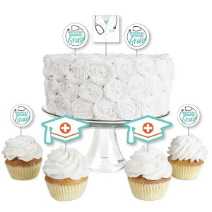 Big Dot of Happiness Medical School Grad - Dessert Cupcake Toppers - Doctor Graduation Party Clear Treat Picks - Set of 24 - 1 of 4