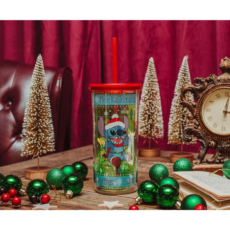 Silver Buffalo Disney Lilo & Stitch Holiday Lights Carnival Cup With Lid And Straw | Holds 20 Ounces, 4 of 7