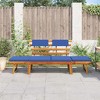 vidaXL 2-in-1 Convertible Bench, Patio Daybed, Solid Acacia Wood, Brown Frame & Blue Cushion - 3 of 4