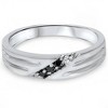 Pompeii3 Black Diamond Mens Wedding Band Ring 14k White Gold - 3 of 4