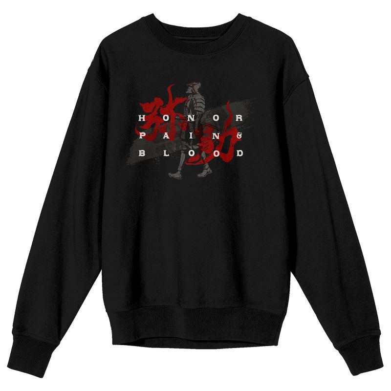 Yasuke Honor Pain & Blood Men's Black Long Sleeve Sweatshirt, 1 of 3