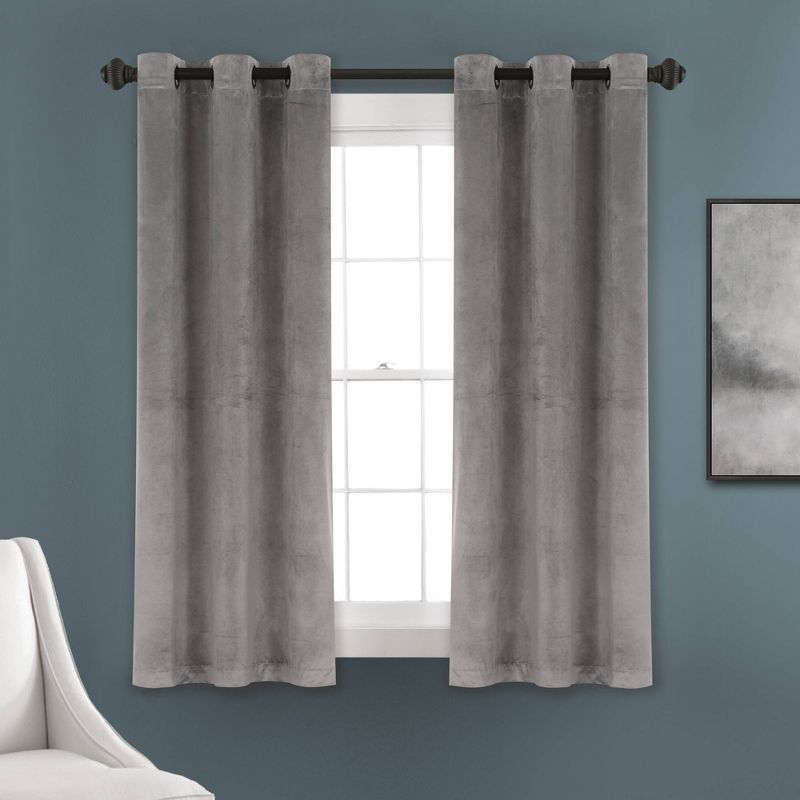 Set of 2 Prima Velvet Light Filtering Window Curtain Panels - Lush Décor, 1 of 17