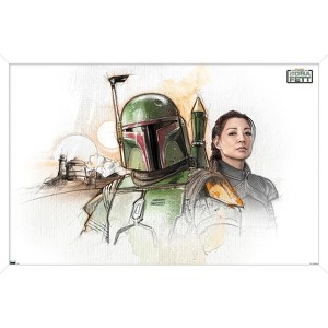 Trends International Star Wars: The Book of Boba Fett - Boba and Fennec Shand Illustrated Framed Wall Poster Prints - 1 of 4