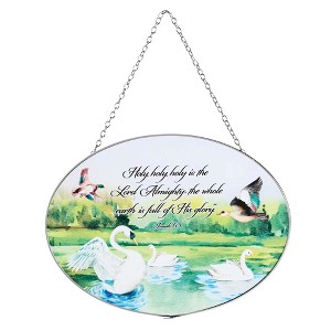 Dicksons SUNCG-1024 Holy, Holy, Holy Swans On Lake 9 x 6 Inch Metal and Glass Suncatcher with Suction Cup - 1 of 2