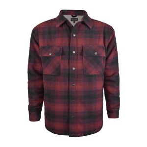Victory Outfitters Men’s Heavyweight Brawny Brushed Woven Plaid Shirt Jacket with Snaps and Faux Shearling Lining - 1 of 3