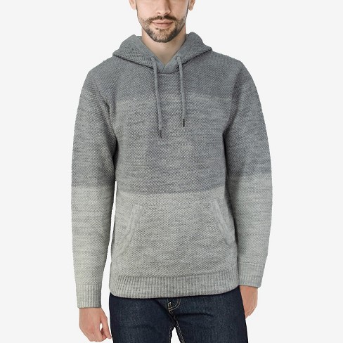 X Ray Men's Slim Fit Knitted Hoodie Sweater, Casual Color Block