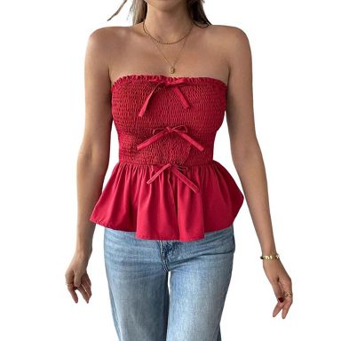 slim fit dress slacks LANI STRAPLESS MINI DRESS | RICE | DRESSES main image 1