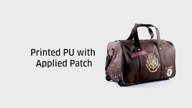 Harry Potter Rolling PU Duffle Bag - Officially Licensed Travel Luggage with Patches and Applique in Brown, 2 of 8, play video